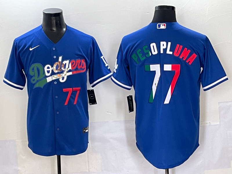 Men 2025 Los Angeles Dodgers #77 Pesopluma Blue Nike MLB Jersey style 011->los angeles dodgers->MLB Jersey